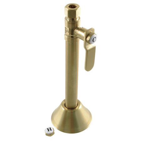 KINGSTON BRASS CA8325BB 1/2" Sweat x 3/8" O.D. Comp Straight Stop Valve with 5" Extension, Brushed Brass CA8325BB